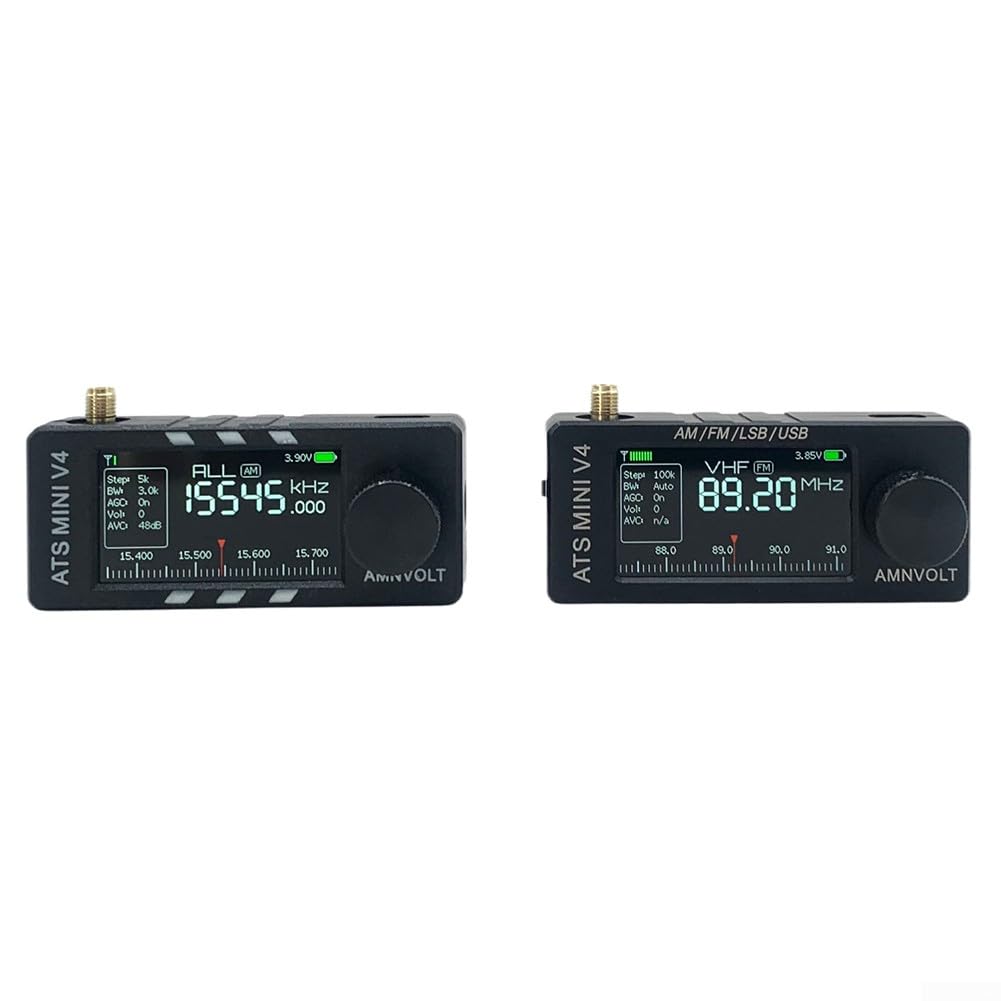 SI4732 V4 Vollband für DSP-Radio-Empfänger mit ESP32-S3-Chip und 4,8 cm IPS-Bildschirm für FM AM LSB USB SW HF VHF-Bänder eingebauter 800-mAh-Akku und Hi-Z-Schaltung, schwarze Farbe (CNC-Unterstützung