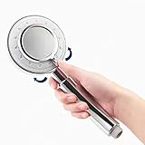 Duschkopf, Hochdruck Handbrause mit Pausenschalter, mit 3 Strahlarten hochdruck Strahl und Antikalk-Funktion, Universal Duschbrause, Chrom