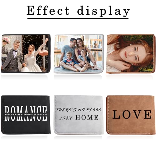 Custom Wallet,Personalized Engraved Photo/Name/Text Wallet,Pu Leather Compact Custom Card Holder Wallet,Suitable For Husbands, Sons,Fathers As Commemorative, Birthday Holiday Customized Gifts (Brown)3