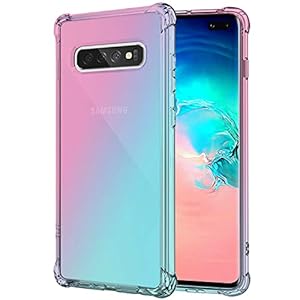 KIOMY Galaxy S10 Case Clear Cute Gradient Pink Shockproof Bumper Protective Cell Phone Back Cover for Samsung Galaxy S10…