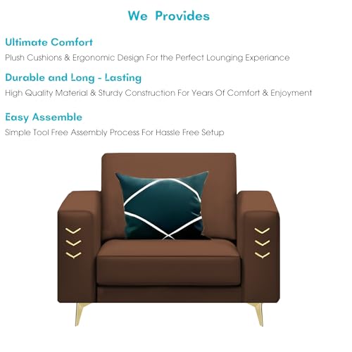 Image of Casaliving Falco 1 Seater Sofa Set for Living Room (Brown Fabric) Premium Fabric Sofa