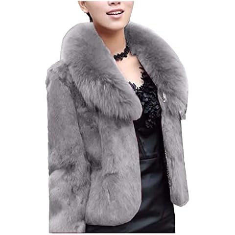 XUETON Women Luxury Faux Fur Coat Jackets Wrap Cape Shawl Cloak Cape for Wedding Party, Winter Warm Outwear Windbreaker Grey, 3XL Cover