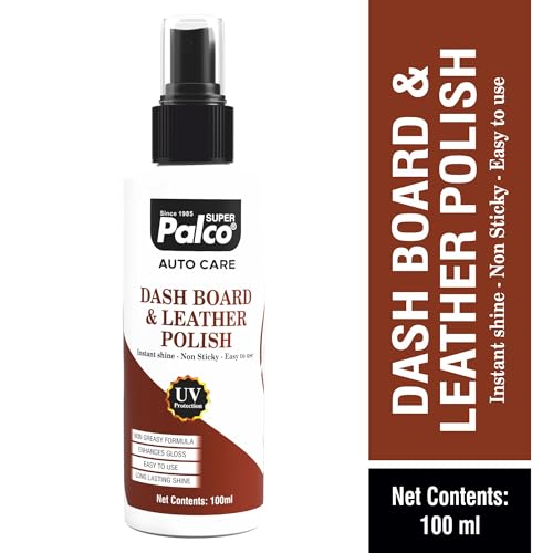 Image of PALCO Dashboard & Leather Polish 100ml with Sponge (Pack of 1) All in One Car Polish Spray Interior Cleaner, Restores Shine for Dashboard, Leather Seats & Panels Bike Polish for Shining