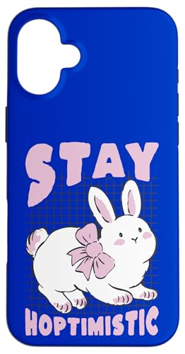 Stay Hoptimistic Cute Bunny Rabbit �|�W�e�B�u���p �X�}�z�P�[�X iPhone 16 Plus �p