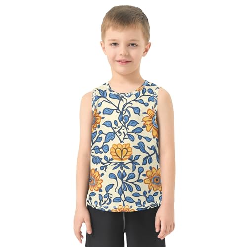 susiyo Polish Folk Art Floral Pattern Boys Sleeveless Tank Top Girls Athletic T Shirt2