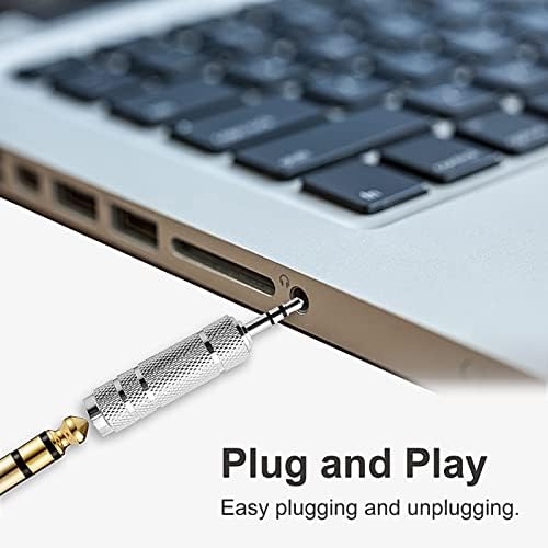 BEHAHAI 4pcs Headphone Adapter Jack, 6.35mm (1/4) inch Male to 3.5mm(1/8) inch Female,Stereo Jack Adapter 3.5mm Male to 6.35mm Female Plug Adapter Headphone Jack Converter Aux to Jack Adapter