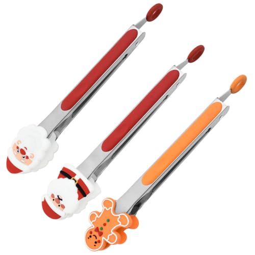 ABOOFAN 3 Piezas pinzas para alimentos de servicio pesado pinzas dulces tacos utensilios de cocina abrazaderas de cocina de acero inoxidable clip de barbacoa al aire libre gel de sílice