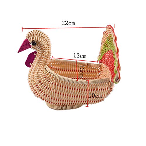 Cesta de ratã Alician, cesta de armazenamento de mesa, mini cesta de frutas em forma de peru feita à