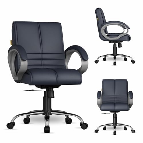 Image of FUGO FG235 with 3 Years Warranty Ergonomic Medium Back Office Chair with Adjustable Height, Cushioned Back&Seat, Tilting Mechanism, Heavy-Duty Metal Base, Perfect for Work, Study and Office (Grey)
