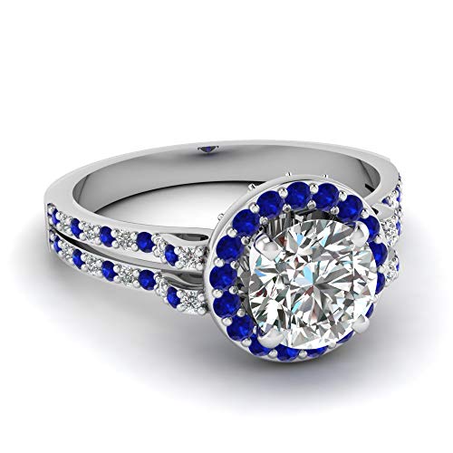 Bague de fiançailles halo le cadeau idéal en argent sterling et diamant rond de 0.87 carat