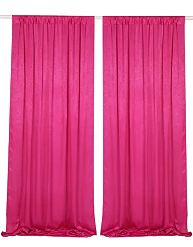 Sherway 2 Panels 4.8 Feet X 10 Feet Fuchsia Thick Satin Wedding Backdrop Drapes, Non-Transparent Window Curtains For Party Ceremony Stage Decoration #TOP11