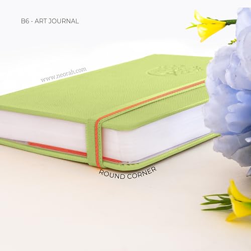 Image of NEORAH - B6 - ART JOURNAL | 200Gsm Dotgrid Notebook |144 Pages(17.5 x 12.5 cm) | Lay Flat |HardCover Bullet - Journal |3 Bookmarks |Elastic Closure| Inner BackPocket | Ideal-Bujo,Drawing (LIGHT GREEN)