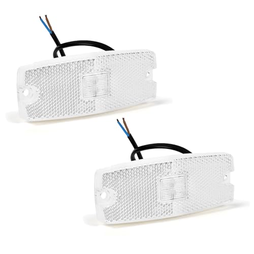 AOHEWEI 2 x Blanco Luces de Marcador Lateral del Remolques LED Lámpara de Posición Trasera del Camión Indicadoras con Reflector Delanteras Señal para Caravana Camión 10~30V ECE Aprobado