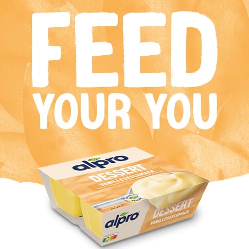Alpro Soya-Dessert Feine Vanille – Auf Soyabasis – Vegan und von Natur aus laktosefrei – Reich an Calcium und Vitaminen – 6 x (4 x 125) g
