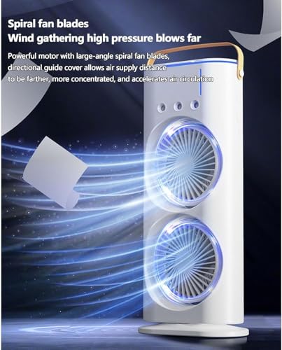 Climatizador Ventilador Duplo Portátil com Umidificador e Luz LED – Vento Forte, Ideal para Casa e E