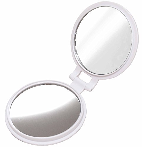10倍 拡大鏡 付き 折りたたみ 両面コンパクト ハンド ミラー 手鏡 PREMIUM ホワイト