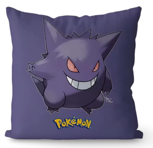 Taie d'oreiller Pokémon Gengar 45x45 cm pour chambre de geek adolescent