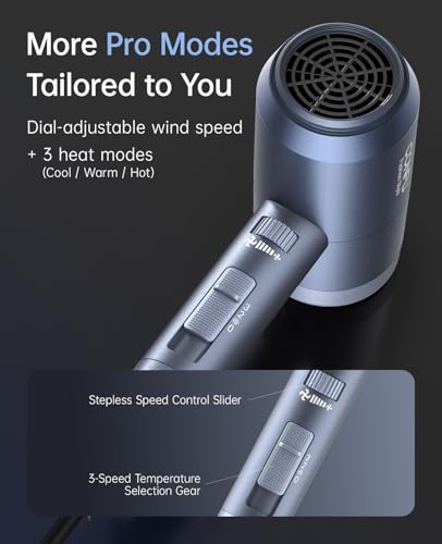 Image of CONFU Hair Dryer with Diffuser, Hair Dryers for Women, Hairdryer with Diffuser Attachment, Blow Dryers for Men, Portable Lightweight Fast Drying Negative Ion Hairdryer for Home