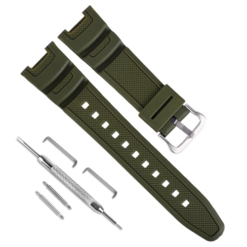 Bracelet Casio SGW-100 en résine verte avec boucle argentée pour montre sport