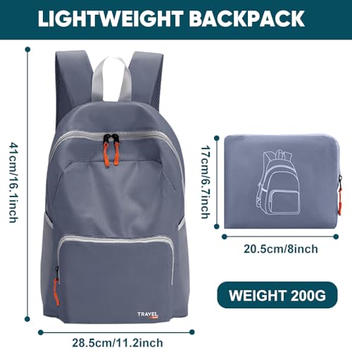 Mochila ligera y plegable para senderismo gris miniatura 5