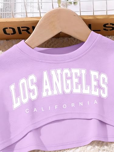 Image of Girl's Summer 3 Piece Outfits Graphic Short Sleeve Crop Top Cami and Shorts Clothes Set