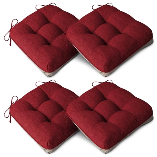 AddGrace 4er Set Sitzkissen 40 x 40cm Weiche Stuhlkissen mit 10cm...
