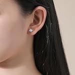 Women Silver Stud Earrings for Women Solid 14K White Gold Plated Sterling Silver Earrings For Women Birthstone Earrings CZ Earrings for Women Wife Her Girlfriend - Image 2