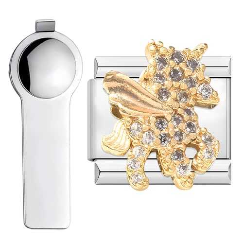 VLYX Personalized 9mm Bracelet Charms with Gold Finish, Includes Tool for Italian Links