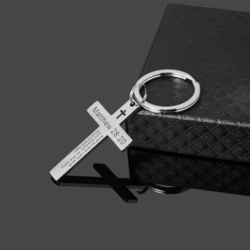 RevParts Avenue Chaveiro com cruz inspirador – Biblia versículo bíblico joias cristãs – chave da Bíb