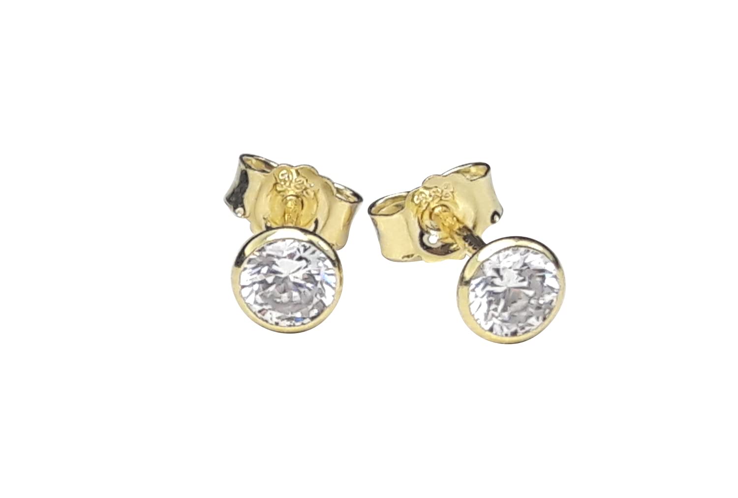 Ohrstecker 333 Gelbgold Zirkonia Brillantschliff Kelchstecker weiss 4 mm