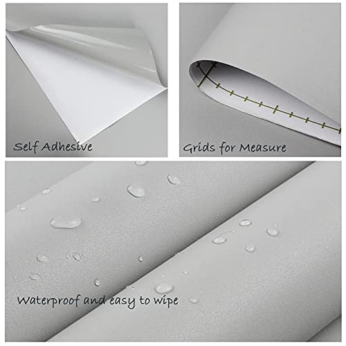 Image of Homease Solid Light Gray Wallpaper 24 x 196 inch Thick Matte Light Gray Contact Paper Decorative Peel and Stick Wallpaper for Shelf Liner Cabinet Table Door Waterproof Vinyl Self Adhesive PVC Film