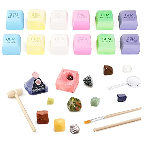 NAVESO Kit de Excavación de Piedras Preciosas, GeographicKit de Excavación de Piedras Preciosas, Regalo de Cumpleaños para Niños Ciencia Juguete Educativo Cover