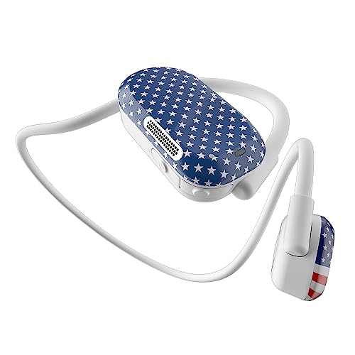Image of Purity Air Open Ear Headphones - True Air Conduction Wireless Bluetooth Open Ear Earbuds with Dual Mic for iPhone /Android - Secured Long Wearing Comfort, Sports Sweat Resistant (US Flag /Star)
