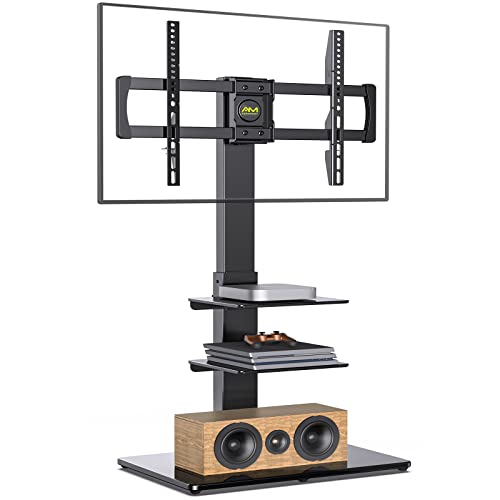 Am Alphamount Tv Stand With Mount For 37 40 43 49 50 55 60 65 70 75 Inch Lcd Led Tvs, Height Adjustable Swivel Universal Tall Floor Tv Stand With Storage Shelves For Bedroom And Living Room #TOP4