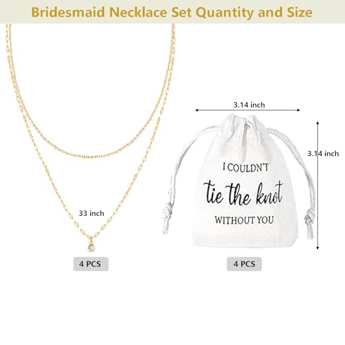 8 Pcs Bridesmaid Necklace Set, Gold Necklace Wedding Gift Bag Bridesmaid Proposal Necklaces Dainty Wedding Jewelry Necklaces for Women2