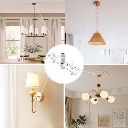 Image of 4 inch Ceiling Light Fixture Mounting Bracket Kit, 4Pcs Universal Lamp Crossbar Hardware Set for Chandelier & Wall Lights, Silver (Pack of 3)