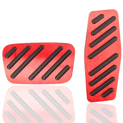 BOYUER for Chevy Blazer 2019 2020 2021 2022 2023 2024 2025 2PCS Aluminum Anti-Slip No Drilling Brake and Gas Accelerator Pedal Pad Cover Foot Pedal Pads Kit Interior Decoration Accessories (RED)