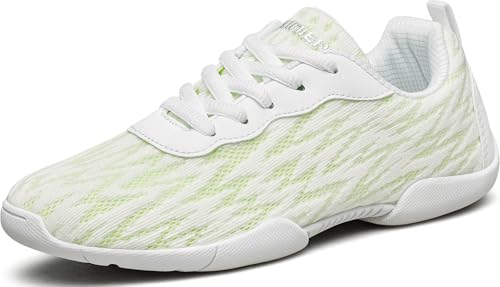 BAXINIER Girls White Cheerleading Shoes Lightweight Youth Competition Cheer Sneakers Athletic Training Dance Tennis Walking Shoes