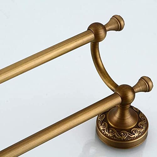 Porte-serviette double mural suspendu en laiton bronze vintage - 4