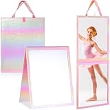 Chunful Folding Hanging Mirror 33.5x13.4 for Dance, Classic, Pink