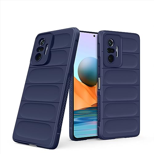 Image of Amazon Basics Back Cover for Redmi Note 10 Pro / 10 Pro Max | Soft Matte Liquid Silicone TPU | Camera Protection | Shockproof Bumper Case (Blue)