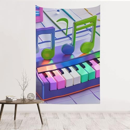 Décoration murale sans dommage motif piano coloré pour relooker un appartement