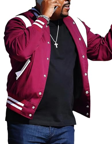Men's Bad Classic Boys Versity Fleece Leather Jacket - Martin Life Maroon And White Versity Jacket2