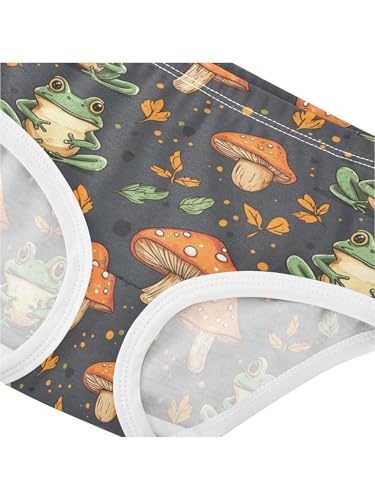 ZZKKO Autumn Mushroom and Cute Frog Girls Underwear Toddler Panties for Girls Comfort Brief Size 2-8T4