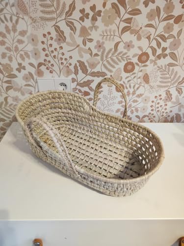 Miniatura 2 de Varletta Capazo Bebe Mimbre Artesano De Palma Natural Para Muñecos, Bebé Reborn Y Decoración Infantil Hecho A Mano Con Asas Jugar Y Decorar -Capazo Infantil Mediano