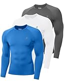 Twekfish 3 Pack Men's Compression Shirt, Long Sleeve Athletic Workout Shirts, Quick Dry Running Football Gym Base Layer Tops
