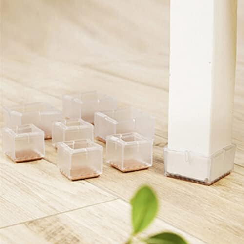WCIC 16 PCS Square Silicone Furniture Feet Pads 42-48mm Felt Chair Leg Floor Protectors Prevent Scratches Chair Leg Caps for Square Chair Legs Hardwood Floors