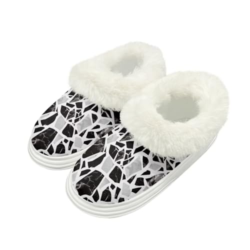 GIFTPUZZ Slippers Fuzzy House Slippers for Women Comfy Slip-on House Shoes with Warm Faux Fur Collar Size 5.5-12.5