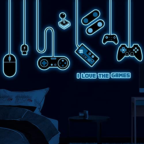 Game Wall Decals Glow In The Dark Gamer Wall Decals Gaming Wall Stickers Game Room Decor Glow Gaming Controller Sticker Removable Video Game Wall Decor For Boys Kids Girls Bedroom Playroom Home Decor #TOP7