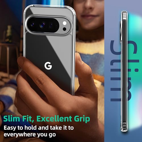 Image of ONES for Google Pixel 10 Pro / 10 Slim Case Clear, PC + TPU Hybrid, Military-Grade Drop Gurad, Anti-Yellowing, Anti-Slip, Shockproof Silicone Hard Cover, Scratch Resistant, Transparent Case
